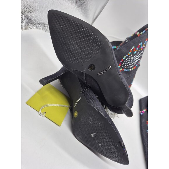 Gianni Bini Women's Boots Size 7 Kaitlin Rhinestone Fringe Denim Cowboy Black - Picture 13 of 14